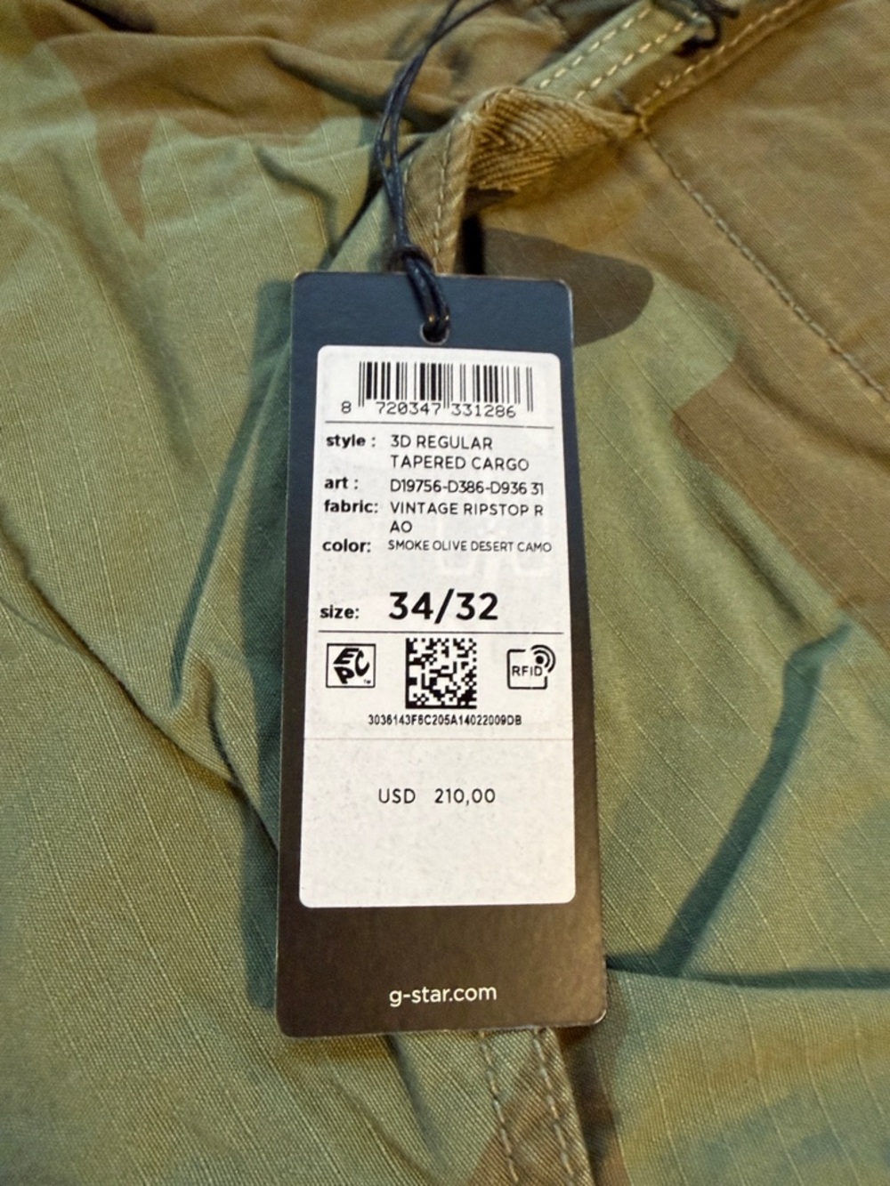 G-Star 3D Regular Tapered Cargo Pants - Olive Desert Camo